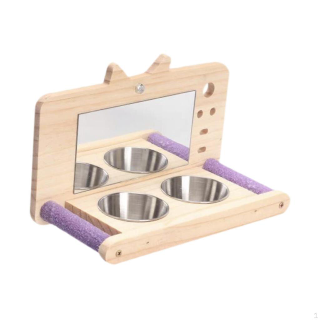 Vogelfutterstation mit Näpfen, Papageienstange zur Käfigverwendung