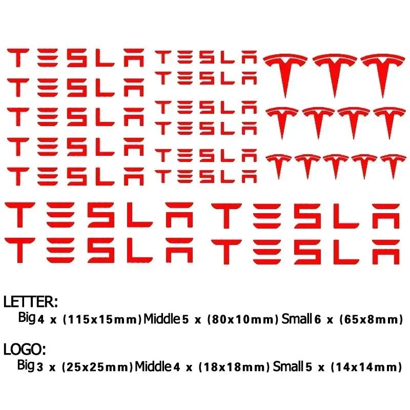 15pcs/27pcs Car Brake Caliper Sticker for Tesla Model 3 X Model S Y Roadster P75D P85D P90D P100D Auto Handle Side Emblem