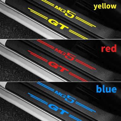 For MG3 MG5 MG7 GT ZS HS HECTOR Carbon Fiber Tri-Color Car Door Threshold Stickers Scuff Plate Film Trunk Bumper Sill Tape