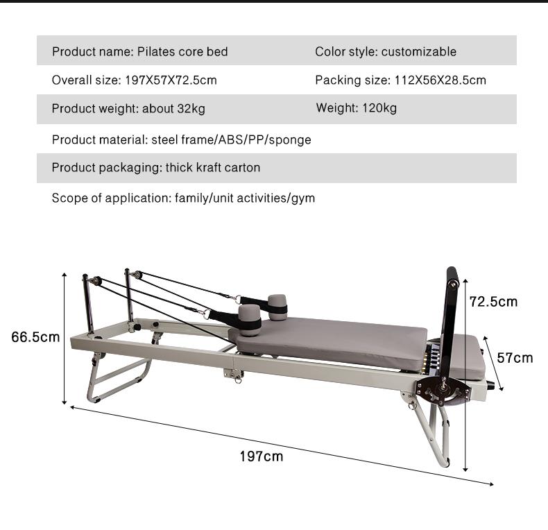 Velké skládací Pilates Reformer vybavení Core Yoga postel Domácí fitness hubnutí Ocel ABS oceli materiál Pilates stroj