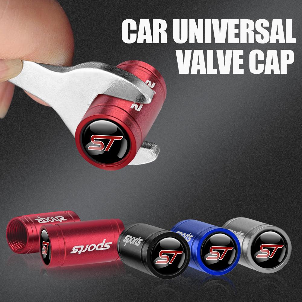 XXUI3 4pcs Car Emblem Wheel Tire Valve Cover Caps Decor Accessories Auto Styling For Ford Focus Kuga Mondeo Fiesta Smax Ranger Mustang