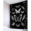 LB Butterfly Tapestry Wall Hanging Black and White Ect Moth Wall Tapestry for Bedroom Goth Black Aesthetic Wall Art for Living Room College Dorm