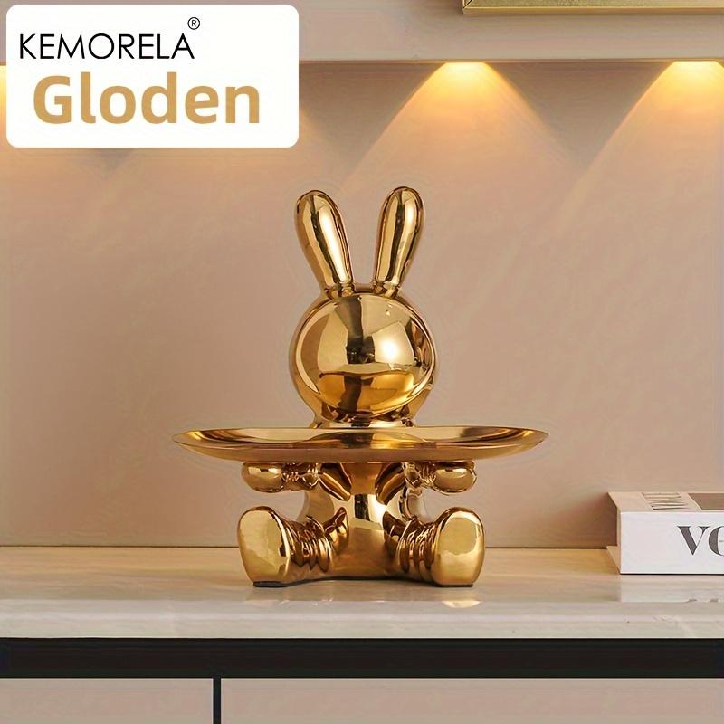  Rabbit Key Storage Ornament Ceramic Material Figurine Ornament Home and Living Room Decoration Item Storage Ornaments