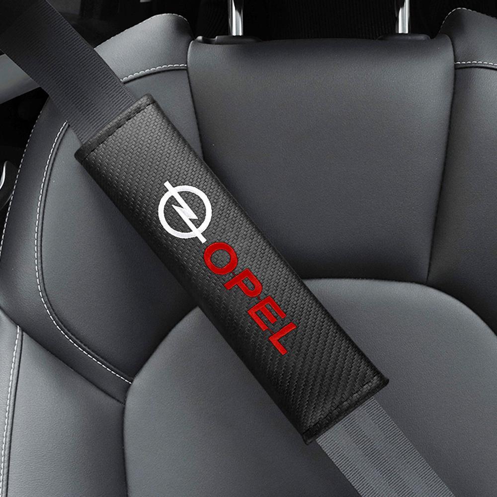 1/2Pcs Car Logo Seat Belt Protector Cover Safety Strap Shoulder Guard Pad For Opel OPC Astra Vectra Corsa Zafira Insignia Mokka RL3