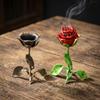 Handcrafted Metal Rose Burner Sturdy Aromatherapy Burner Rose Ornament Incense Holder  Dining Room