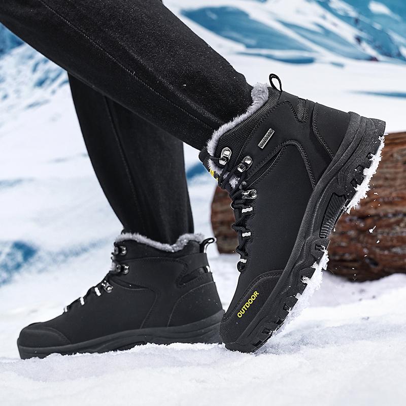 Brand Men Winter Snow Boots Waterproof Leather Sneakers Super Warm Men's Boots Outdoor Male Hiking Boots Work Shoes Size 39-46