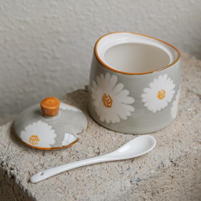 Luxurious High-Value Ceramic Seasoning Jars: Heat-Resistant Lard, Chili Oil, Sugar & Salt Containers for Home Kitchen.