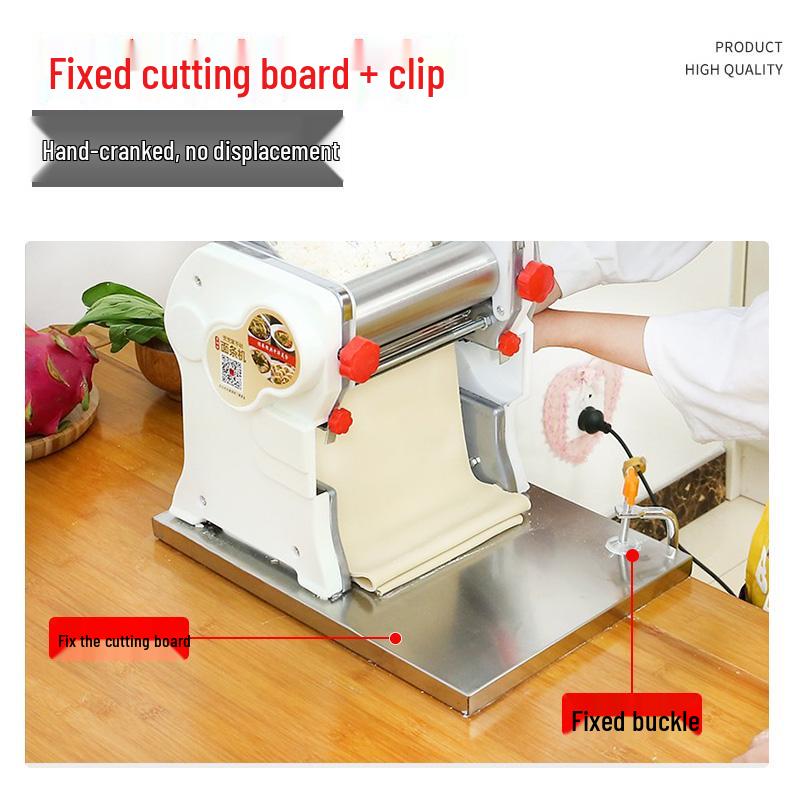 Compact Household Manual Noodle & Pasta Maker with Dumpling Wrapper Roller and Hand Crank, Stainless Steel