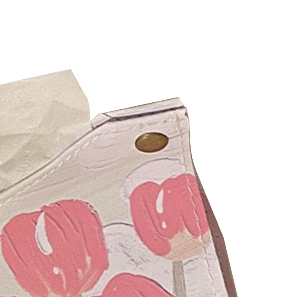 Paper Box Cover Large Cute PU Leather Facial Hand Paper Box Cover for Bedroom Living Room Cars Pink