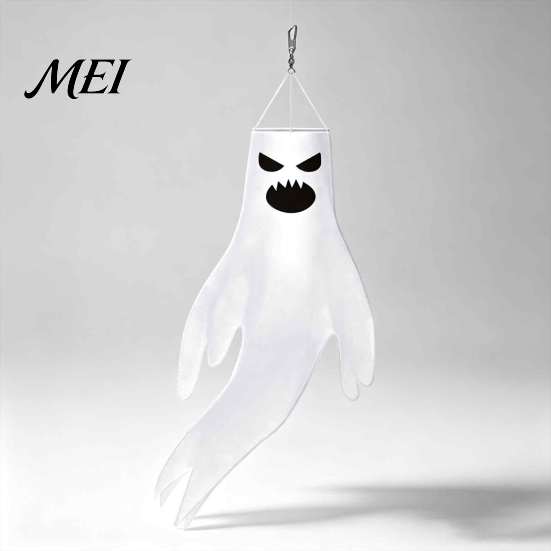 Lightweight Wind Decorations 44 Inch Halloween Hanging Ghost Windsock, White Flying Ghosts Flag Scary Yard Socks for Tree, Outdoor Patio, Party Decor
