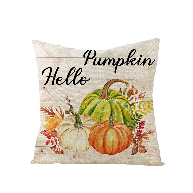 Autumn Harvest Pumpkin Print Pillow Cover Sofa Office Polyester Cushion Cover Home Furnishings