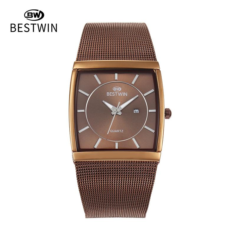 Fashion Ultra-thin Square Watch Male Internet Celebrity Mesh Belt Male Watch Quartz Watch Wristwatch
