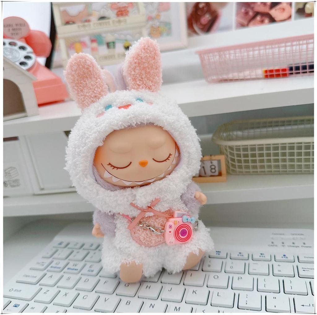 First, Second, and Third Generation Labubu Doll Clothes: 17cm Plush Onesie for 10cm Labubu Dolls, Cute Cartoon Design