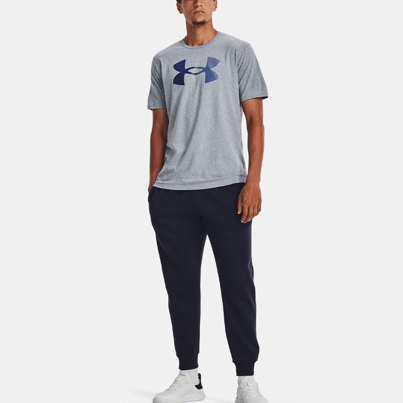 Under Armour Logo Print Breathable Crew Neck Short Sleeve T-Shirt Men Tops Gray 1379451-035