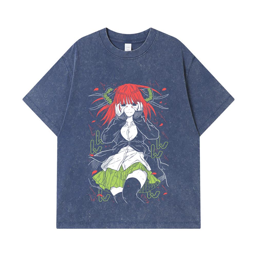 275 GSM Washed T-shirts 100% Cotton The Quintessential Quintuplets V1 Nino Print Unisex Heavy Cotton T Shirt
