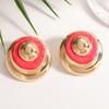 European and American geometric painted enamel oil-dripping circle earrings, sophisticated and stylish for women's stud earrings