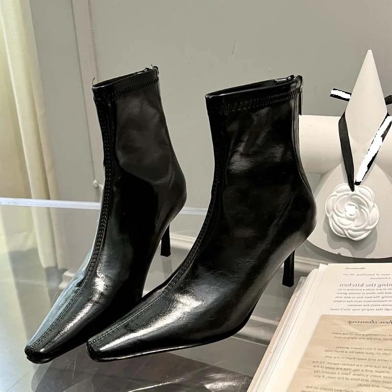 Fashion Eilyken High Quality Soft PU Leather Ankle Boots Women Street Style Pointed Toe Thin Low Heels Shoes Short Botines