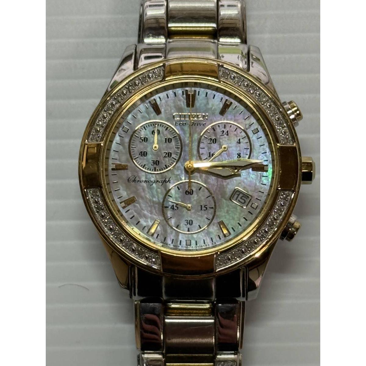 Used Citizen Ecodrive Shell Dial Silver Chronograph with Box