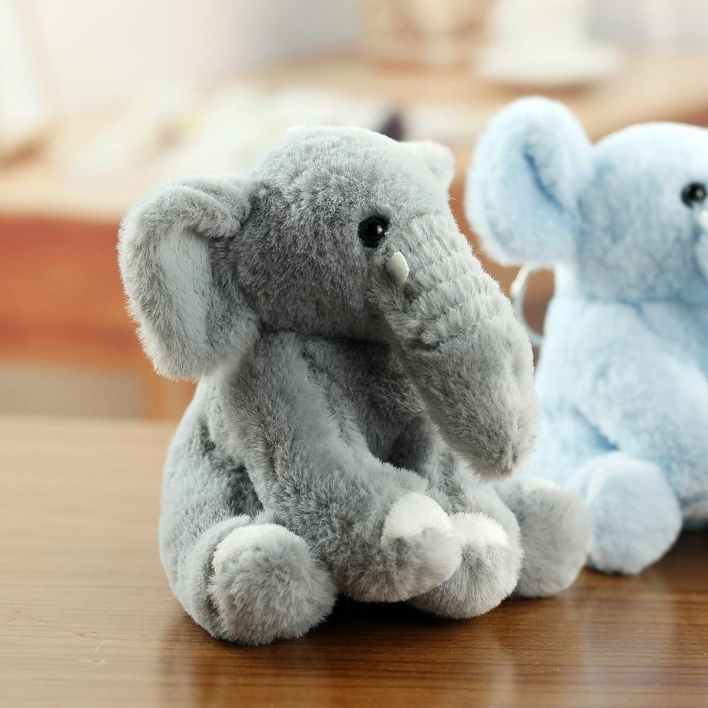 Polyester Elephant Keyring Soft Fluffy Stuffed Keychain Cute Cartoon Cloth Material Animal Bag Pendant Purse Decoration