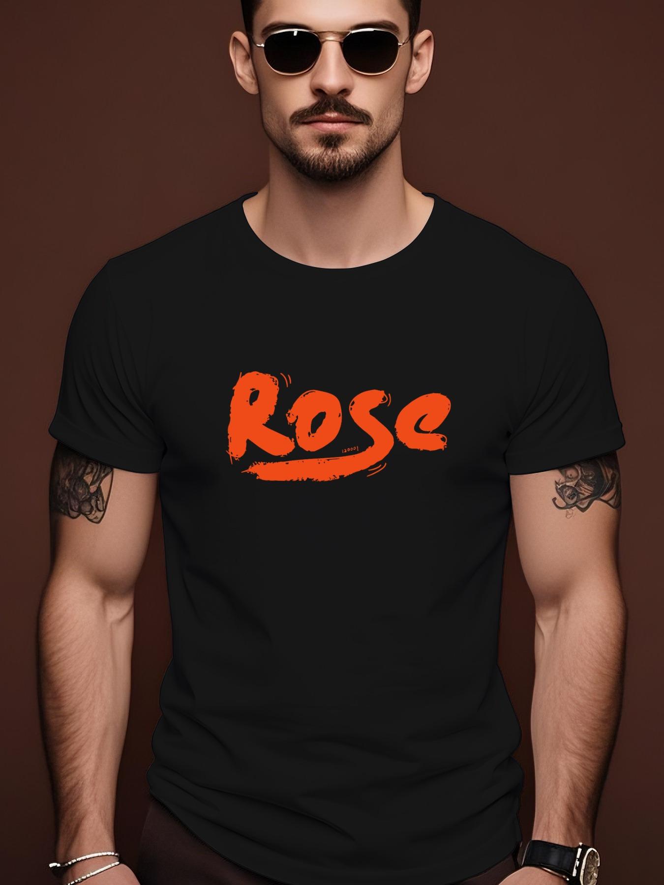 Cotton Tshirt with Bold ROSE Letter Print S
