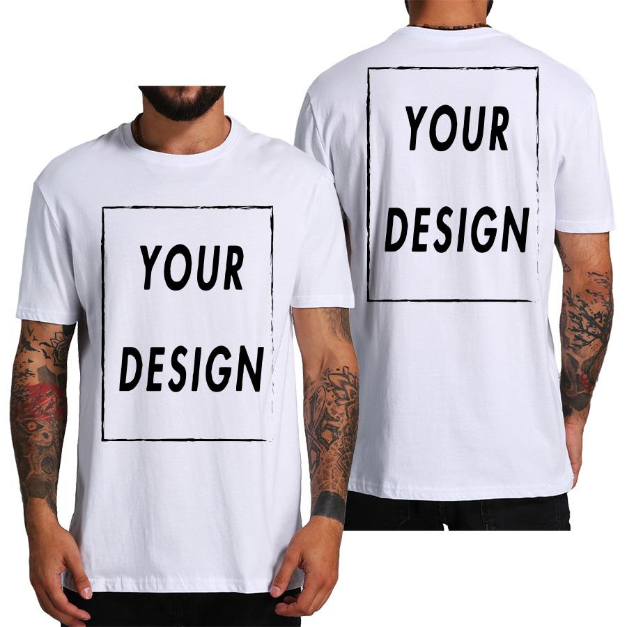 Camiseta Personalizada para Homens Design Eu Amo Seu Próprio Logo Texto Foto Grátis Ambos os Lados Tamanho UE Algodão Camiseta Personalizada