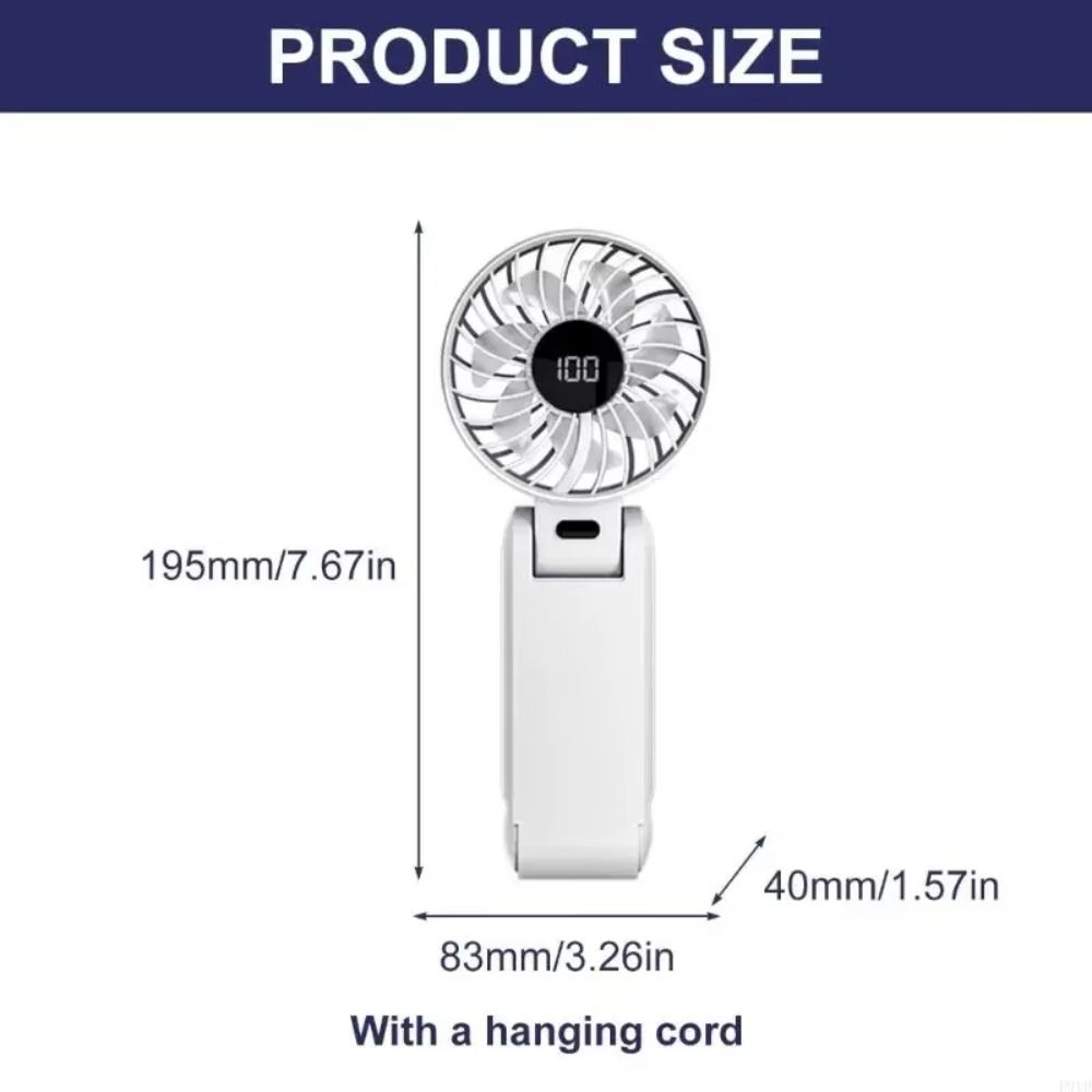 Ultra Silent Mini Portable Fan Digital Display Foldable Fan Handheld USB Fan  Hotel Use