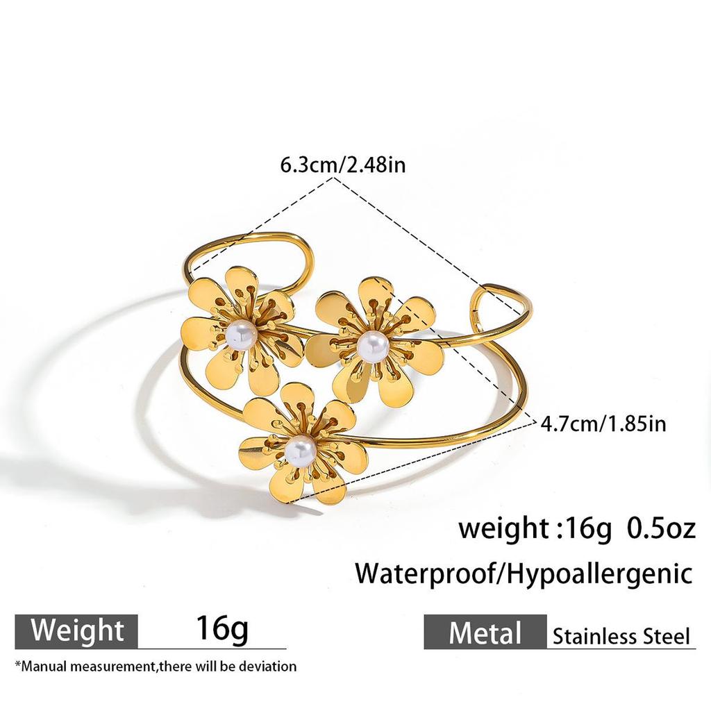 European & American Ocean Style Stainless Steel Bracelet with Starfish, Seashell, Coral Flowers, and Natural Stone Bangle Hand Jewelry.