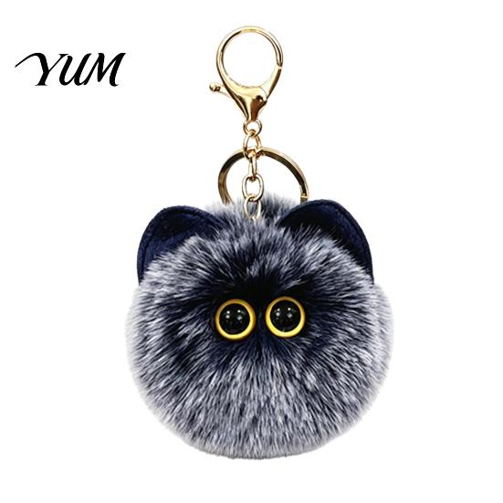 Decorative Plushie Pendant Plush Cat Ball Keychain, Fluffy Kitten Pompom Bag Charm, Keychain with Handbag Decoration Charm Metal Lobster Clasp,