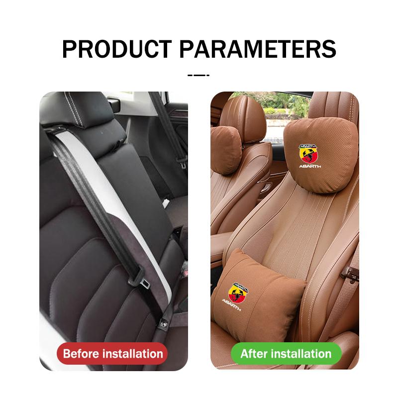 Car Suede Seat Headrest Neck Pillow Soft Cushion Lumbar Support For Abarth Freemont Strada 500x Grande Punto Ducato Stilo Palio