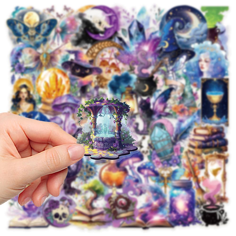 50Pcs/Set Purple Magic Planet PET Clear Stickers Waterproof DIY Fashion Decals Journal Stickers (2 Styles)
