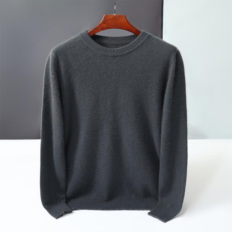 New round neck 100 pure cashmere sweater solid color loose thickened pullover knitted primed warm sweater