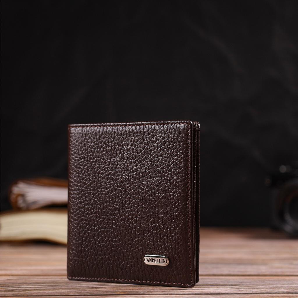 Kompakte Geldbörse für Herren aus genarbtem Echtleder CANPELLINI 21740 Braun