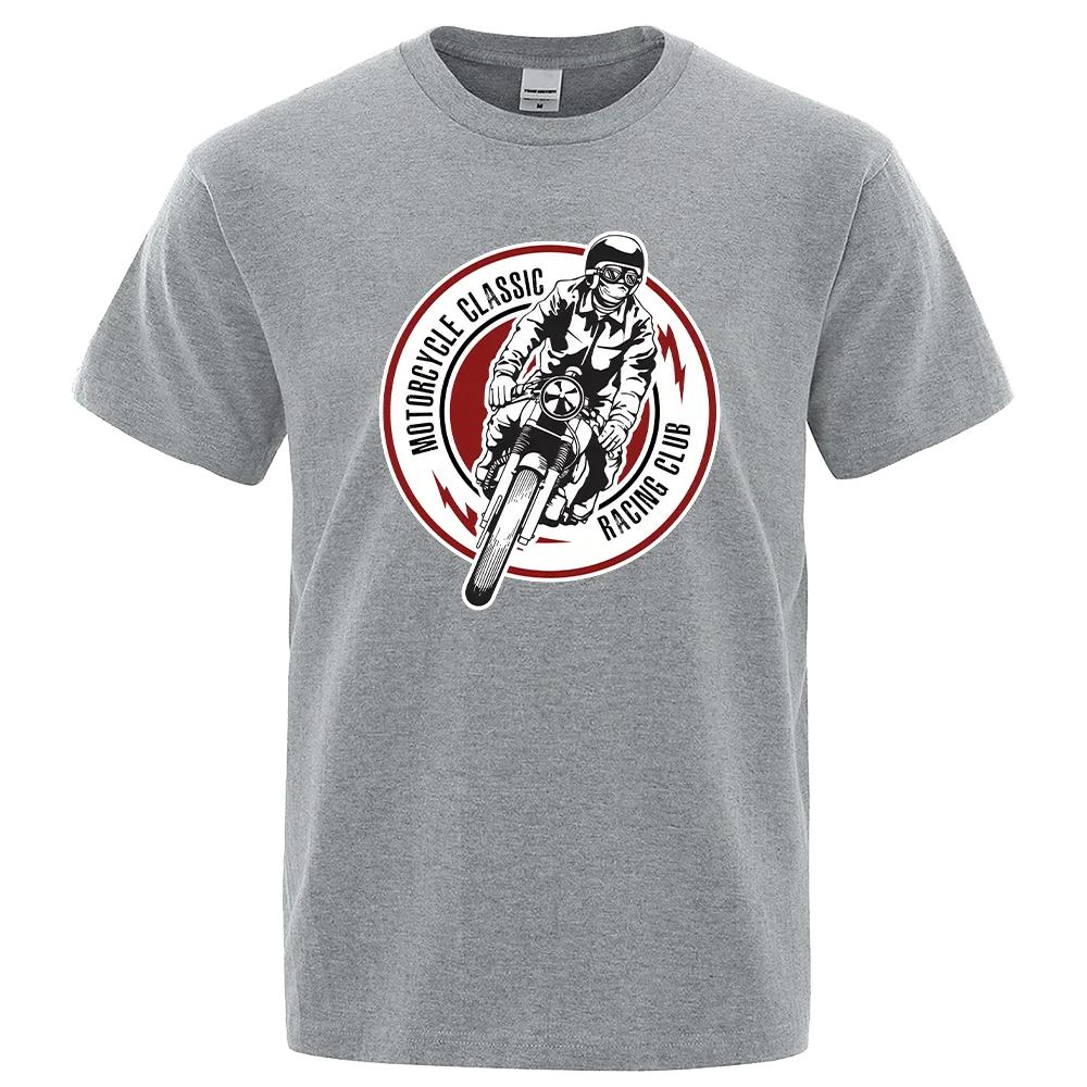 Motorcycle Glassic Racing Club Printed T-Shirt T-shirts for Men Clothing Men's Clothes Top Costume for Man Funny Tees Store Tops