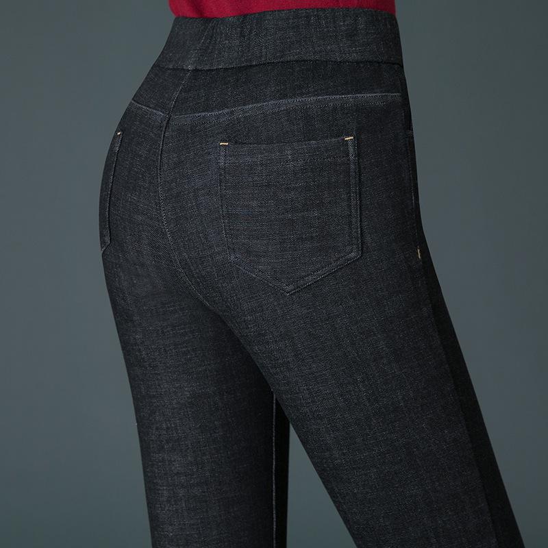 Damen High-Waist Stretch-Jeans mit Fleecefutter - Übergröße, Slim Fit, Warme Winterhose für Mütter mittleren Alters