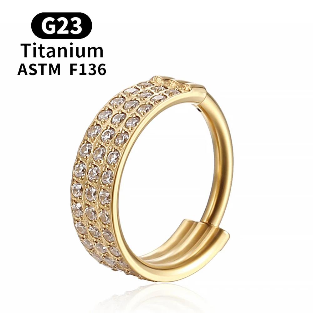 F136 G23 Titanium Nose Ring 16G Hinged Segment CZ Septum Clicke Daith Earrings Hoops Ear Cartilage Tragus Helix Piercing Jewelry