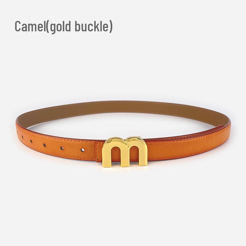 

Женский ремень из натуральной кожи с буквой M — универсальный вариант для повседневных брюк, юбок и джинсов 105cm