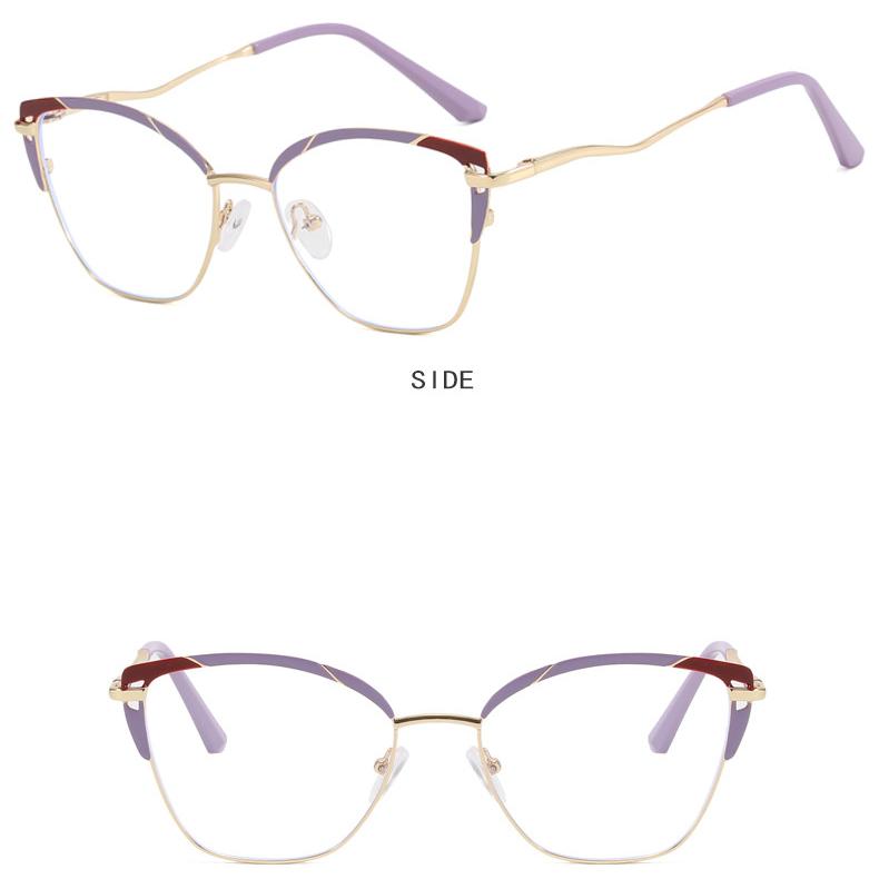 Ochelari de vedere pentru femei, rame metalice pentru ochelari, anti-lumină albastră, nouă ramă pentru ochelari, lentile prescrise pentru femei, care se potrivesc cu culorile