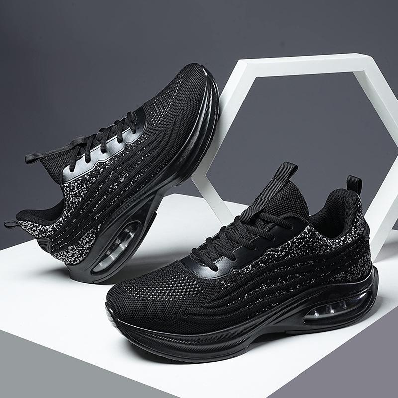 Large size men's shoes casual platform air cushion sports shoes lightweight breathable running shoes flying woven mesh shoes