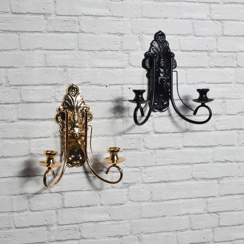 Metal Candle Sconces Gothic Candle Holders Double Stand Wall Mount Candelabra for Dining Room Wedding Living Room Anniversary