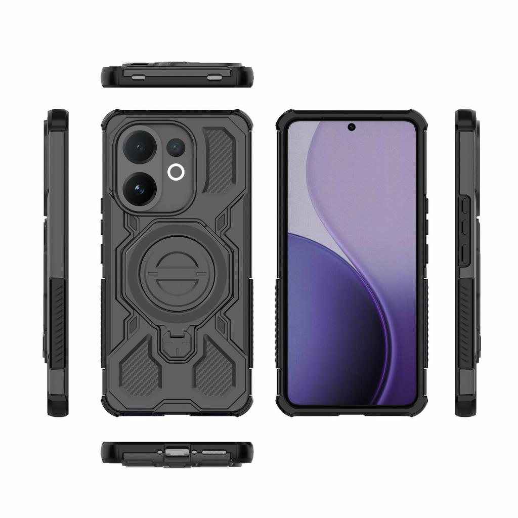 For Vivo V60 5G Magnetic Case Rotating Metal Kickstand Shockproof PC+TPU Phone Back Cover