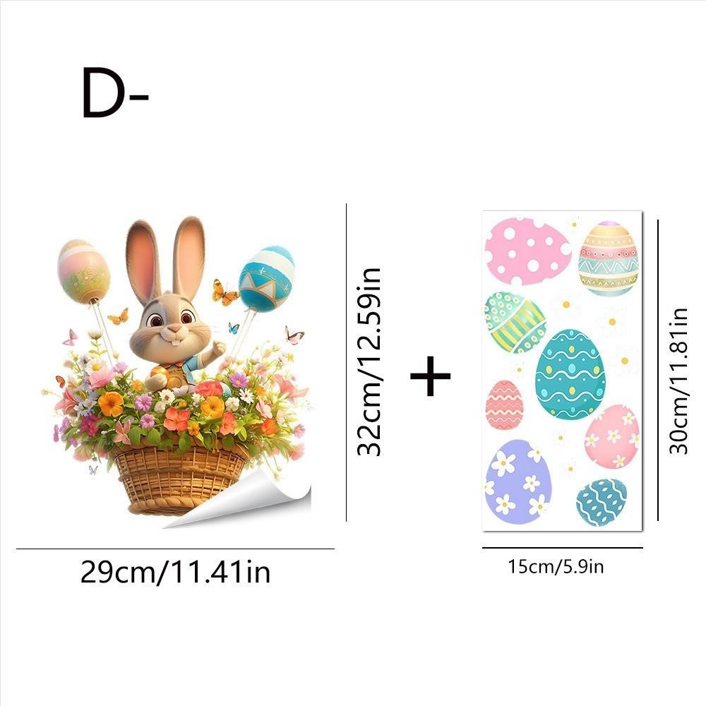 Self-Adhesive Flower Rabbit Sticker Easter Festival Party Sticker New Wall Decal  Glass Decoration