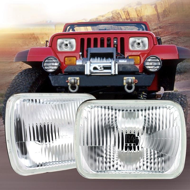 1 Paar 5x7 Zoll H4 Scheinwerfer-Kit Rechteckiger Scheinwerfer Halogenlampe für Nissan Navara Toyota Hiace Hilux 1978-2005 RHD