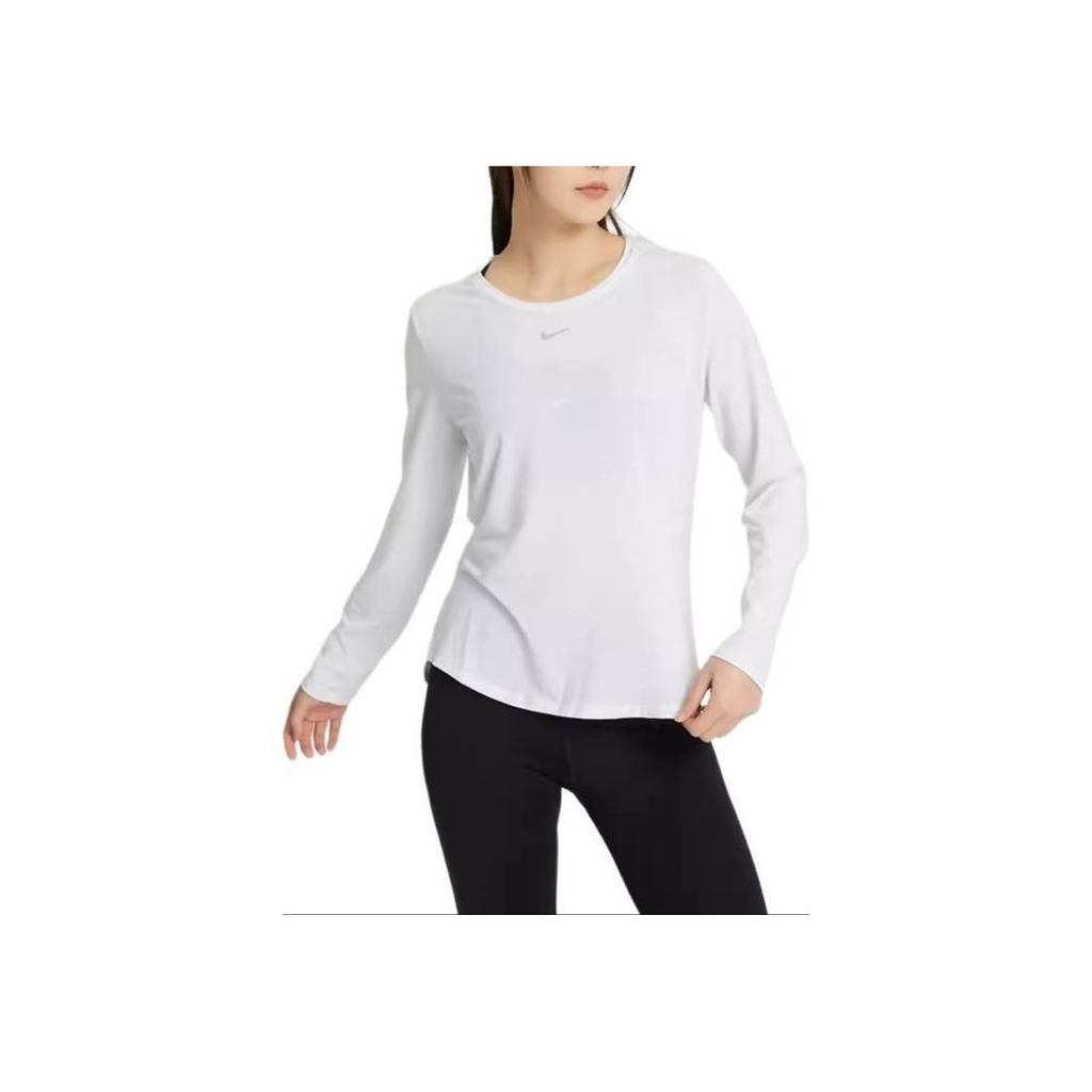 Nike Pure Color Training Breathable Long-Sleeve T-Shirt Women Tops White DD0621-100