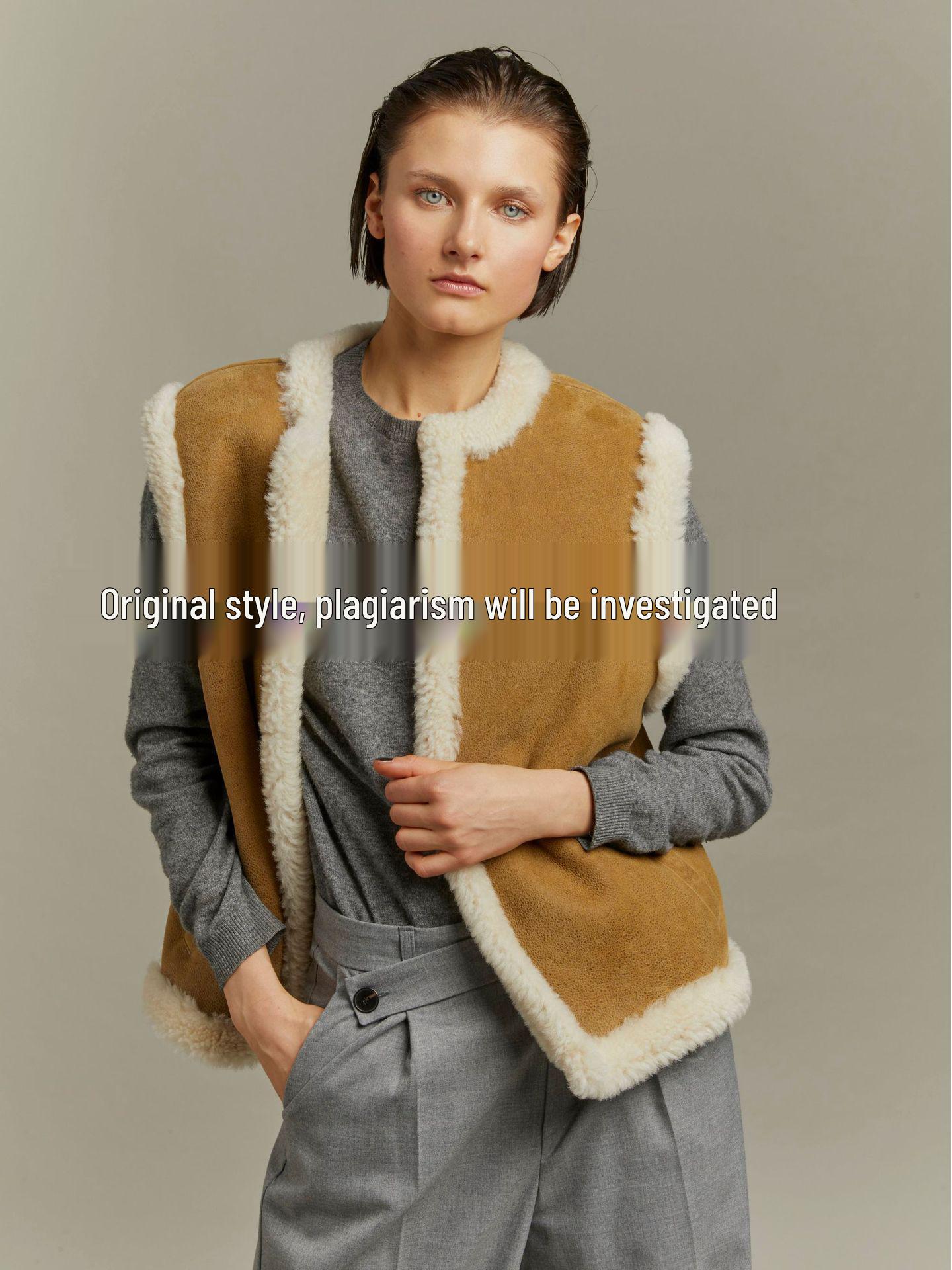 

Женский жилет из овчины и овечьей шерсти в парижском стиле 2023 года – Зимнее короткое пальто 3XL