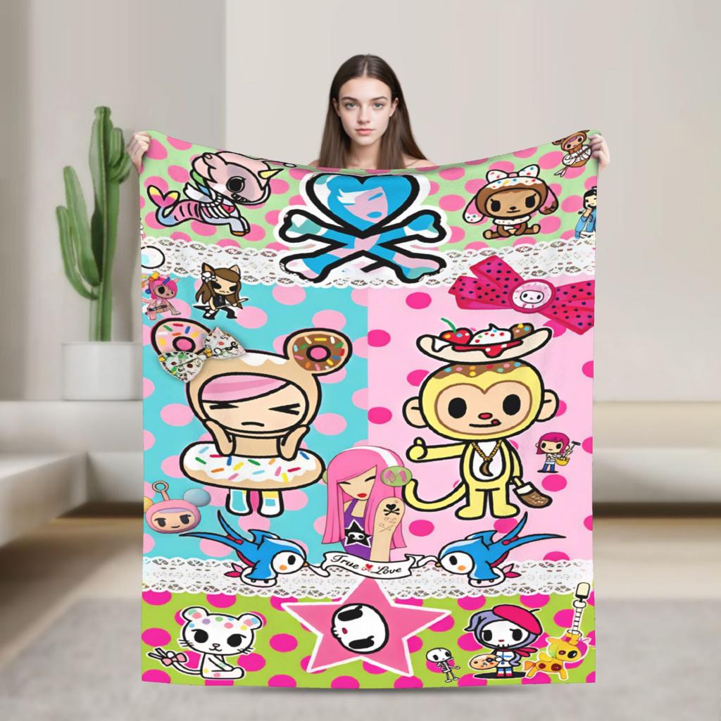 T-Tokidoki-S Warm Soft Blanket Decorative Plush Throw Blanket Street Trend Couch Chair Flannel Bedspread Sofa Bed Cover