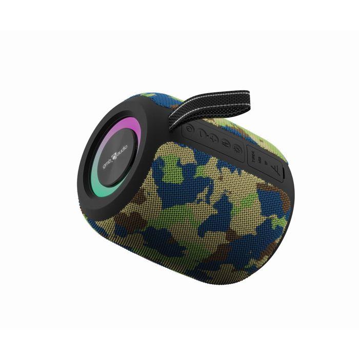 Gembird Enceinte Bluetooth Portable LED Camo Edition - Effets Lumineux RGB, Son Stéréo TWS, Lecture USB & MicroSD, Appels Mains