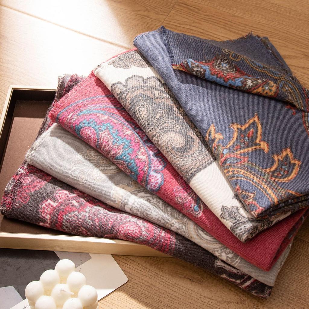 Scarf Autumn and Winter Cashew Print Women's European and American New Imitation Cashmere Shawl Thickened Warm and Cold Proof Scarf