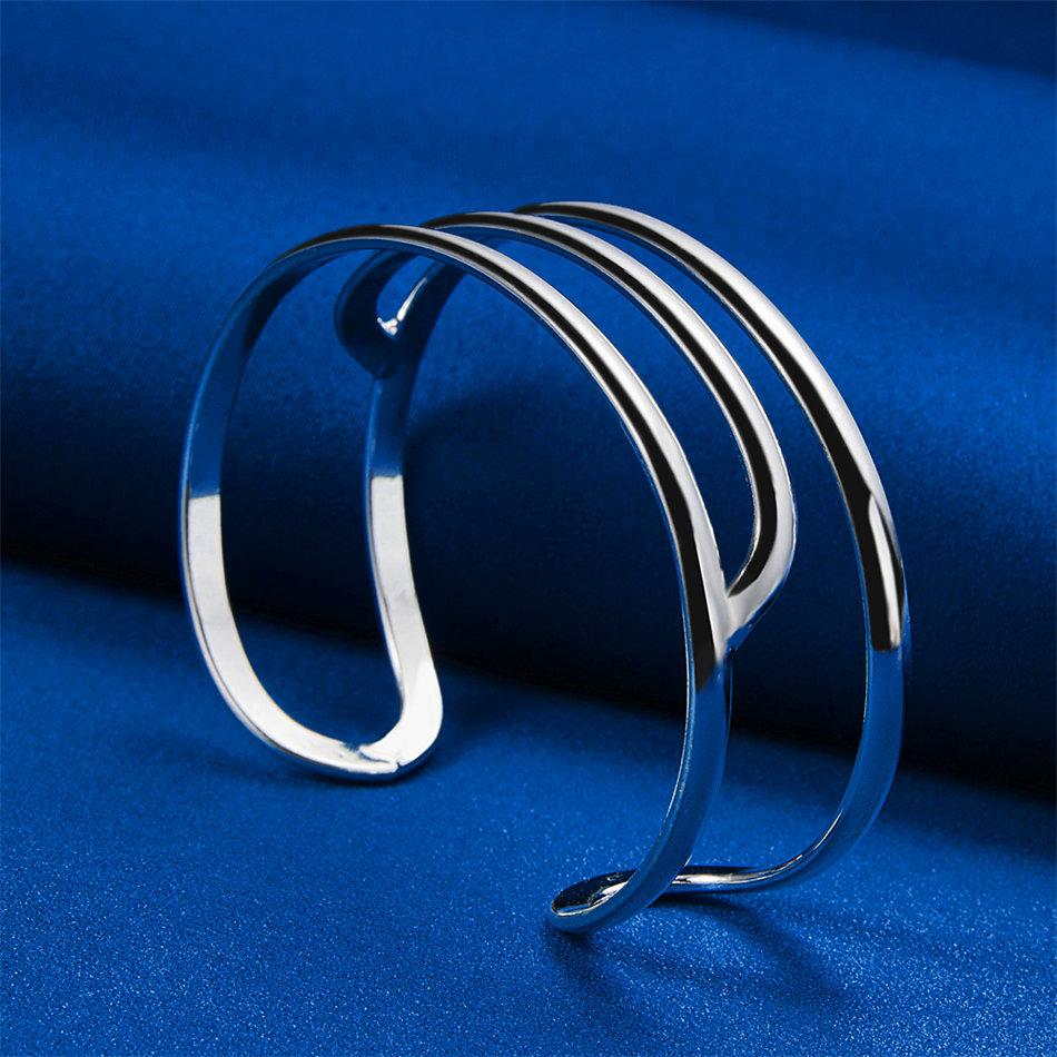 Elegant 925 Sterling Silver Opening Exquisite Multi-layer Bracelet for Women's Fashion Parties and Wedding Accessories