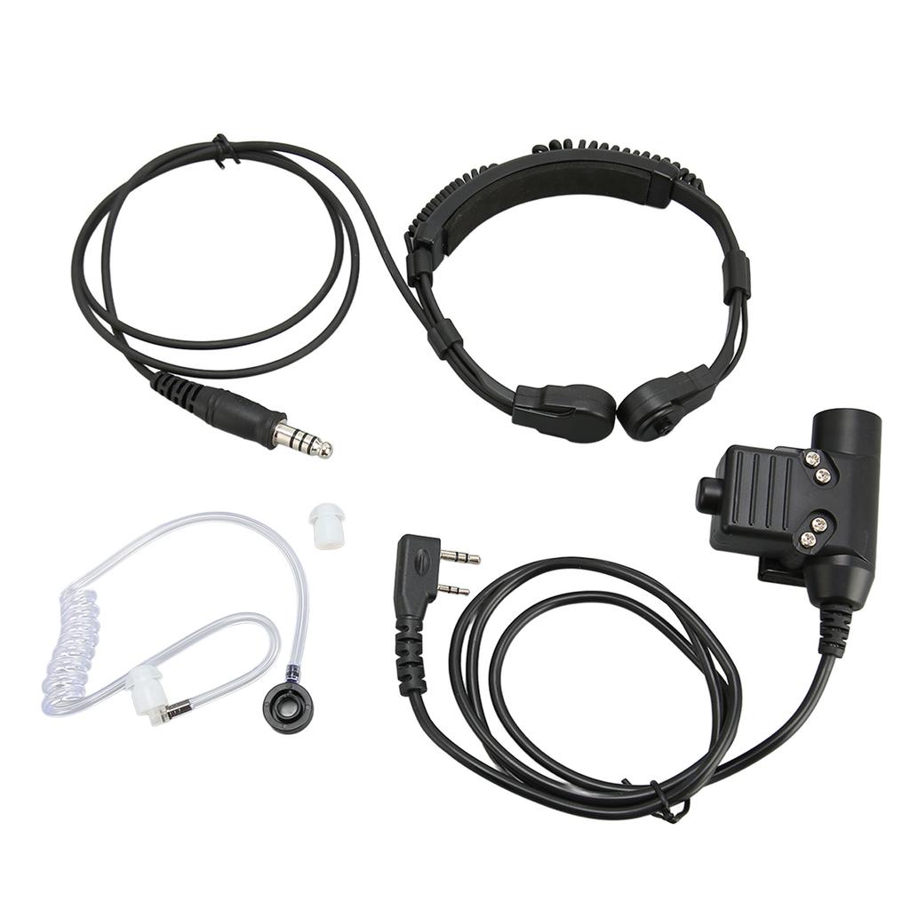 Throat Microphone Headset Telescopic 2 Way Radio Earpiece with U94 PTT for Baofeng UV 5R BF 888S BF