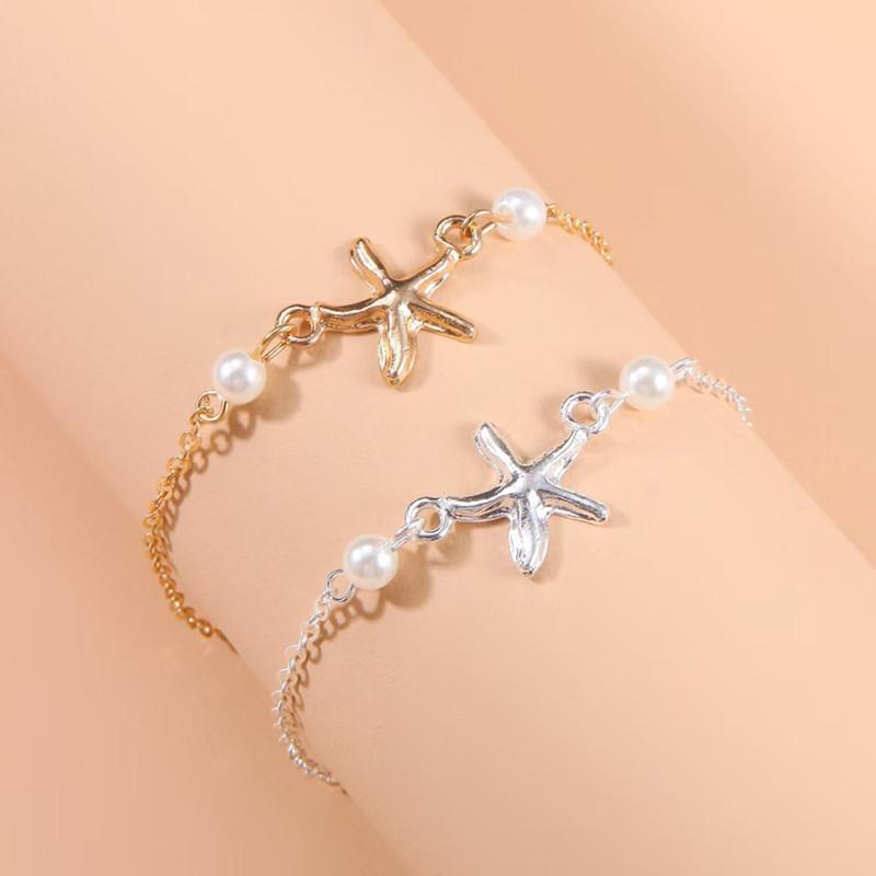 Trendy Gold Silver Color Pearl Star Accessory Anklets for Women New Sexy Beach Chain Anklet Foot Ornament Shoes Barefoot Gifts